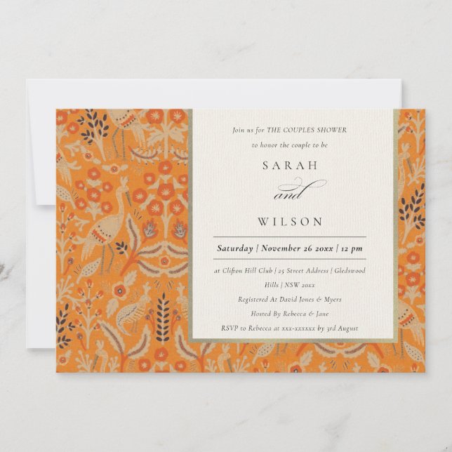 Invitación de ducha de Parejas de Peacock Ornate R (Anverso)