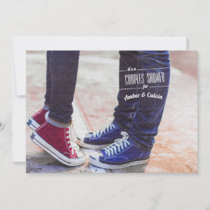 Invitación de ducha de parejas de zapatillas y jea
