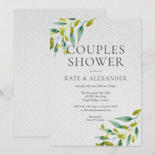 Invitación de ducha de parejas Fresh Meadow Leaves