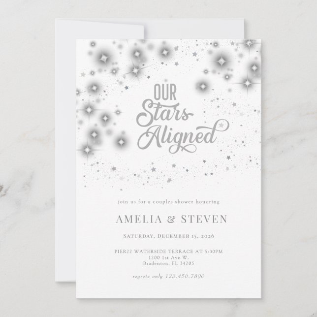 Invitación de ducha de parejas | Galaxia Estrellas (Anverso)