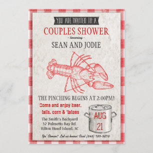 Invitación de ducha de parejas hervido de mariscos