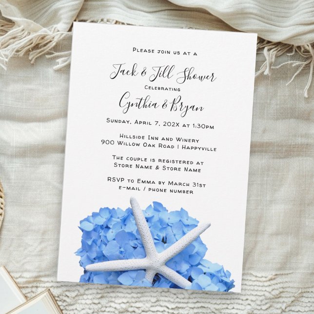 Invitación de ducha de parejas Hydrangea azul estr (Subido por el creador)