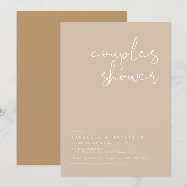 Invitación de ducha de parejas INDIE Boho tonos ti (Anverso / Reverso)