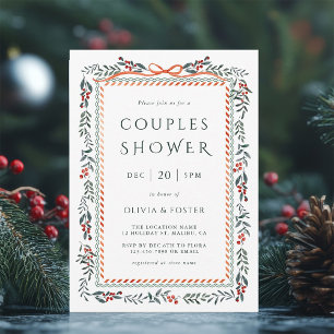 Invitación de Ducha de Parejas Navidad Winterberry
