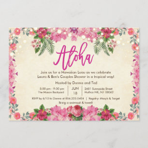 Invitación de ducha de parejas tropicales de Aloha