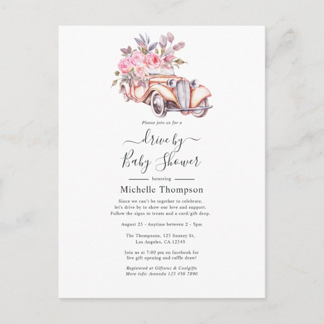 Invitación de ducha de París con temática floral r (Anverso)