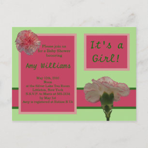 Invitación de ducha de postales de carnación rosa