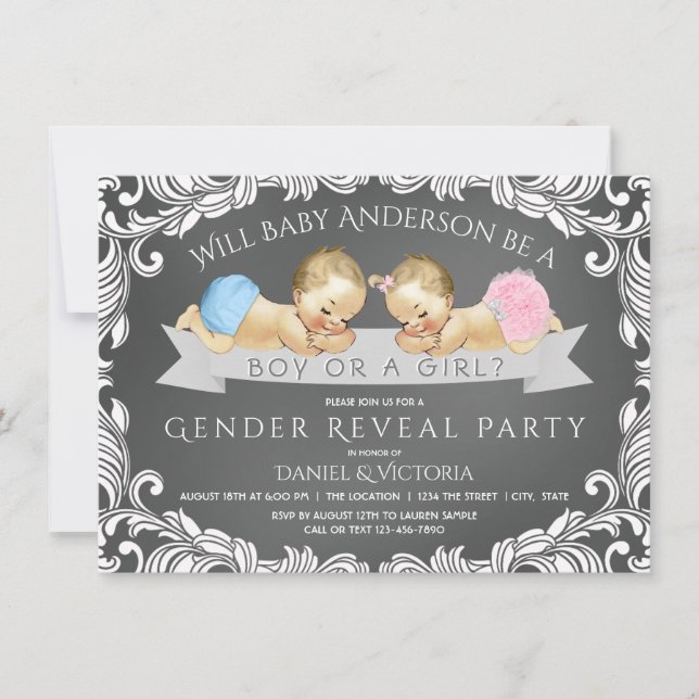 Invitación de ducha de revelación de género en piz (Anverso)