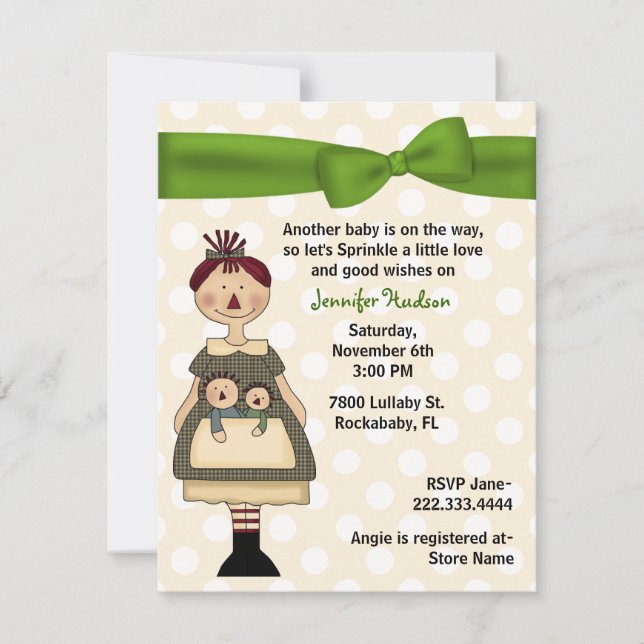 Invitación de ducha de rociador de bebé mami (Anverso)