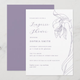 Invitación de ducha de ropa interior de lavanda de