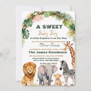 Invitación de ducha de safari de la selva tropical