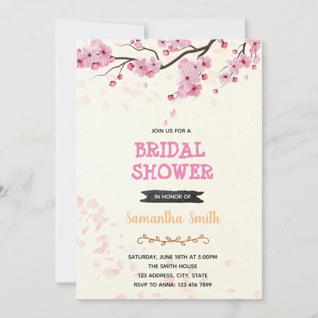 invitación de ducha de Sakura (Anverso)