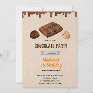 invitación de ducha de tema de dulces de chocolate