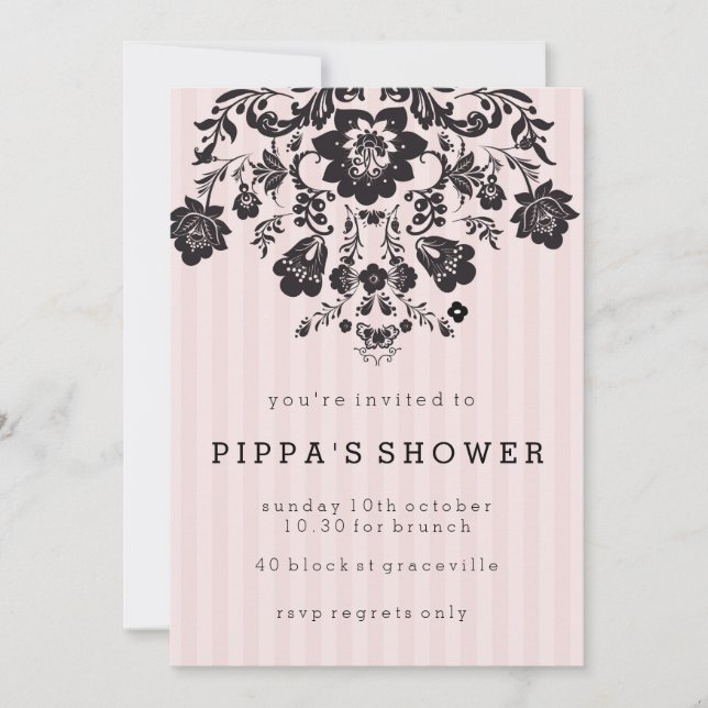 Invitación de ducha floral chic parisino (Anverso)