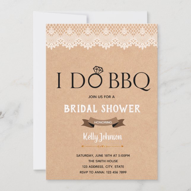 Invitación de ducha Kraft I do Bbq (Anverso)