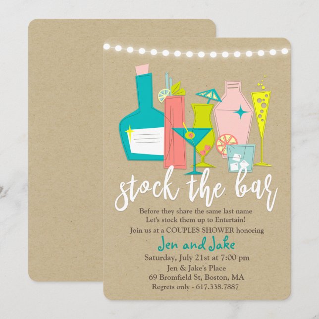 Invitación de ducha mixta para parejas para abaste (Anverso / Reverso)