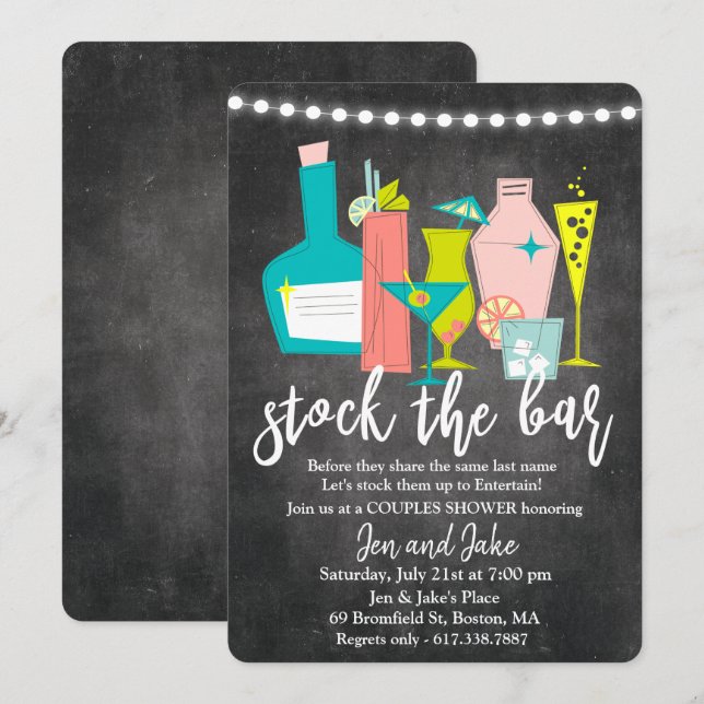 Invitación de ducha mixta para parejas para abaste (Anverso / Reverso)