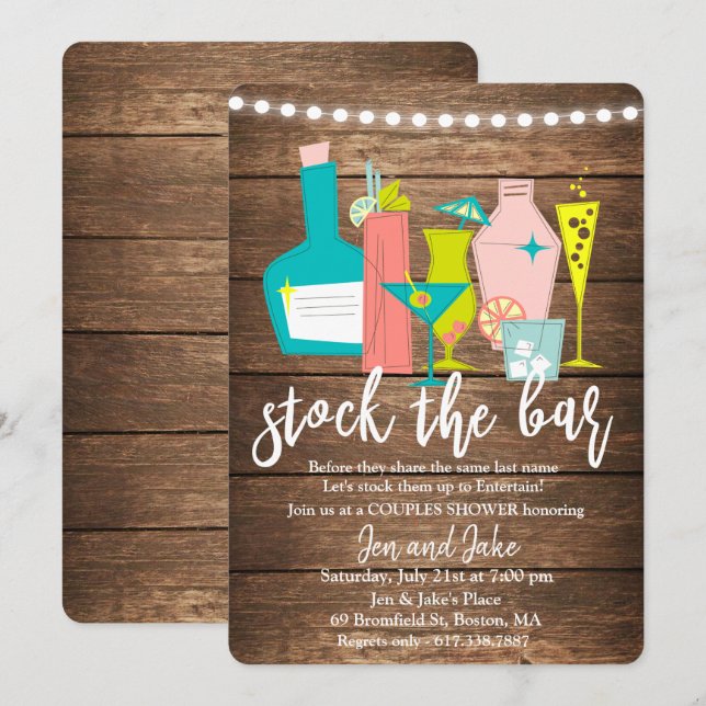 Invitación de ducha mixta para parejas para abaste (Anverso / Reverso)