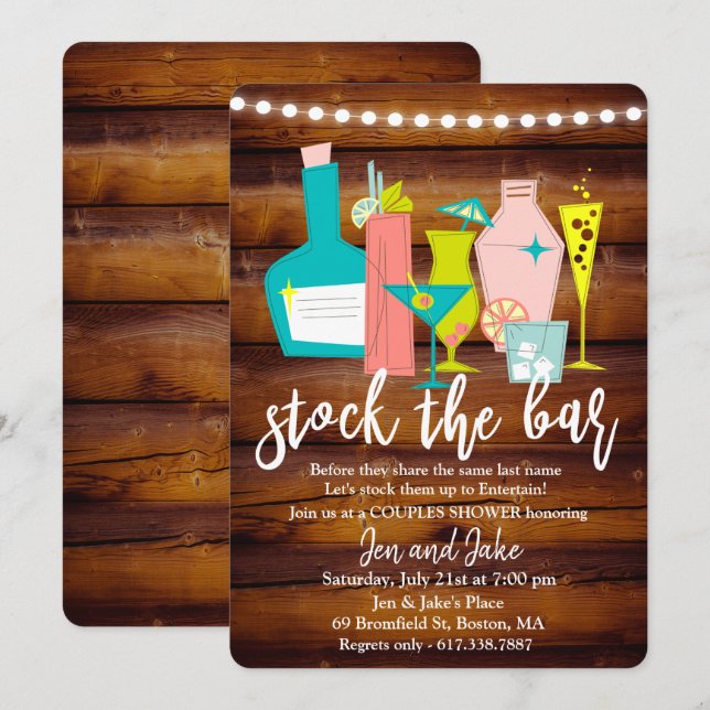 Invitación de ducha mixta para parejas para abaste (Anverso / Reverso)