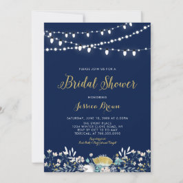 Invitación de Ducha Nupcial Bohemio Floral Azul Ma