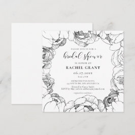 Invitación de ducha nupcial de peonías en blanco y