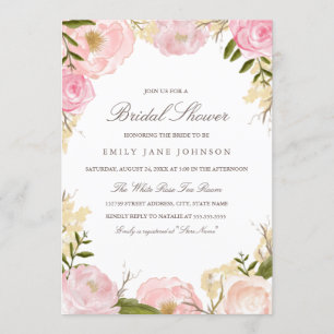 Invitación de ducha nupcial de rosa rosa elegante