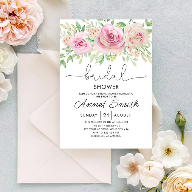 Invitación de ducha nupcial de rosas florales (Subido por el creador)
