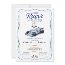 Invitación de ducha para cuna de Little Racer