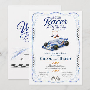 Invitación de ducha para cuna de Little Racer