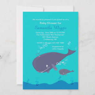 Invitación de ducha para mamá y bebé ballena