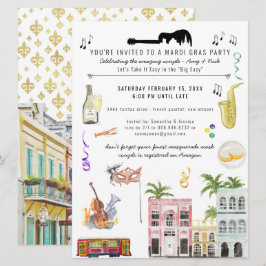 Invitación de Ducha para Pareja de Mardi Gras