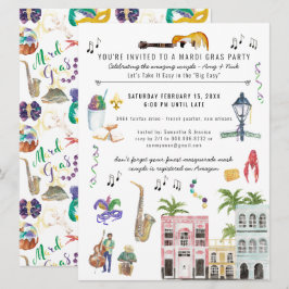 Invitación de Ducha para Pareja de Mardi Gras