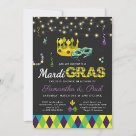 Invitación de ducha para pareja de Mardi Gras