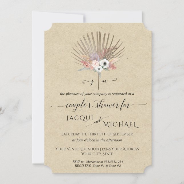 Invitación de ducha para parejas con hierba de Pam (Anverso)