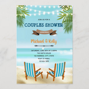 invitación de ducha para parejas de silla de playa