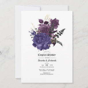 Invitación de ducha para parejas góticas florales