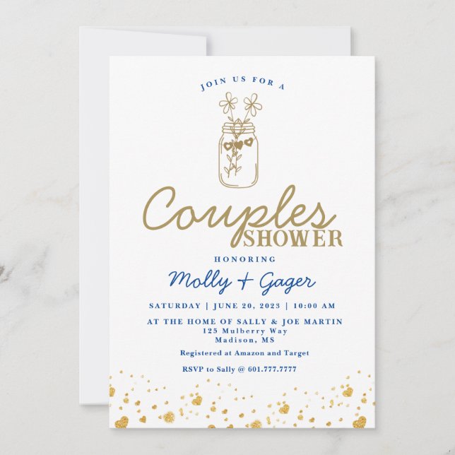 Invitación de ducha para parejas minimalista (Anverso)