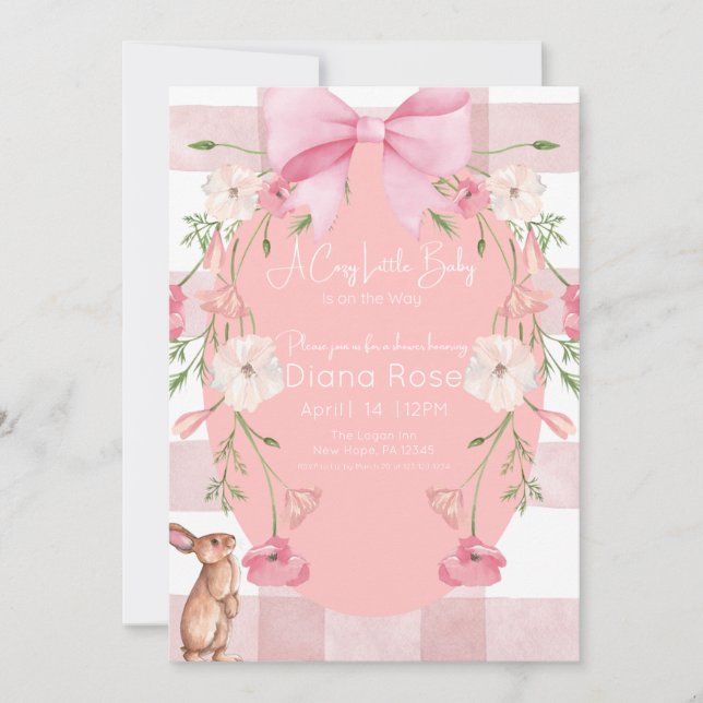 Invitación de ducha para un pequeño bebé acogedor  (Anverso)