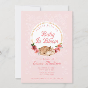 Invitación de ducha rosa de ciervo del bosque de b