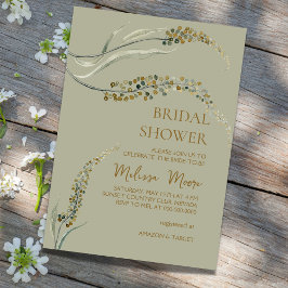 Invitación de ducha suave verde verde de novia