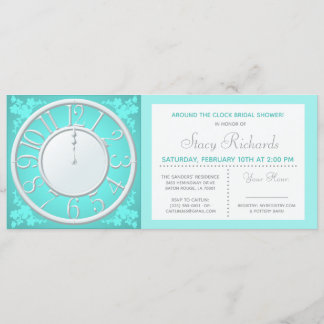 Invitación de ducha Teal Floral Around the Clock