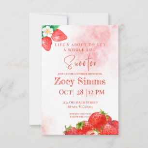 Invitación de ducha temática de fresa roja