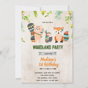 invitación de ducha tribal boho bosque