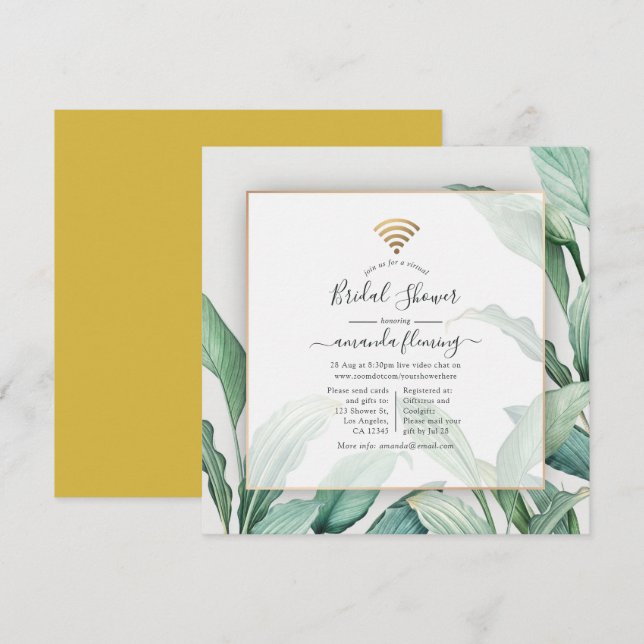 Invitación de ducha virtual tropical exótica (Anverso / Reverso)