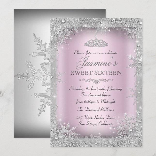 Invitación de Dulces 16 Rosados para un País de la (Anverso / Reverso)
