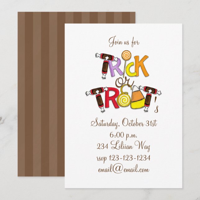 Invitación de dulces de truco o trato (Anverso / Reverso)