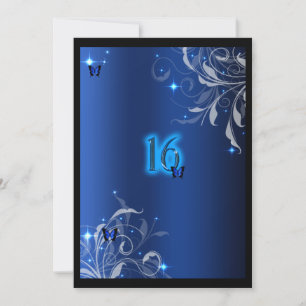 Invitación de Dulces Dieciséis Mariposa Azul