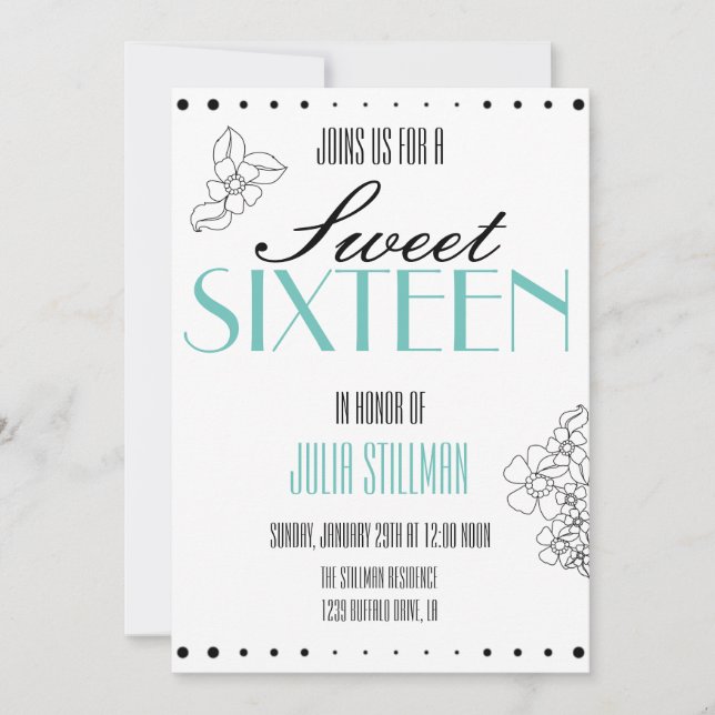 Invitación de dulces modernos 16 (Anverso)