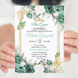 Invitación de Dusty Green Charra Quinceanera