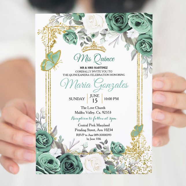 Invitación de Dusty Green Charra Quinceanera (Subido por el creador)